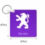 מחזיק מפתחות בצורת ריבוע בעיצוב אישי עם השם שלך בעיצוב פיג'ו גודל המחזיק 5 × 5 ס"מ