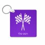 מחזיק מפתחות בצורת ריבוע בעיצוב אישי עם השם שלך בעיצוב דגל המירוץ גודל המחזיק 5 × 5 ס"מ