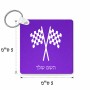 מחזיק מפתחות בצורת ריבוע בעיצוב אישי עם השם שלך בעיצוב דגל המירוץ גודל המחזיק 5 × 5 ס"מ