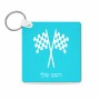 מחזיק מפתחות בצורת ריבוע בעיצוב אישי עם השם שלך בעיצוב דגל המירוץ גודל המחזיק 5 × 5 ס"מ