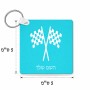 מחזיק מפתחות בצורת ריבוע בעיצוב אישי עם השם שלך בעיצוב דגל המירוץ גודל המחזיק 5 × 5 ס"מ