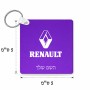 מחזיק מפתחות בצורת ריבוע בעיצוב אישי עם השם שלך בעיצוב רנו גודל המחזיק 5 × 5 ס"מ