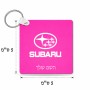 מחזיק מפתחות בצורת ריבוע בעיצוב אישי עם השם שלך בעיצוב סובארו גודל המחזיק 5 × 5 ס"מ