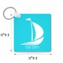 מחזיק מפתחות בצורת ריבוע בעיצוב אישי עם השם שלך בעיצוב סירה גודל המחזיק 5 × 5 ס"מ