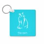 מחזיק מפתחות בצורת ריבוע בעיצוב אישי עם השם שלך בעיצוב חתול גודל המחזיק 5 × 5 ס"מ