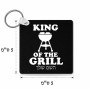 מחזיק מפתחות בצורת ריבוע בעיצוב אישי עם השם שלך בעיצוב מלך הגריל גודל המחזיק 5 × 5 ס"מ