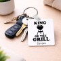מחזיק מפתחות בצורת ריבוע בעיצוב אישי עם השם שלך בעיצוב מלך הגריל גודל המחזיק 5 × 5 ס"מ
