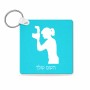 מחזיק מפתחות בצורת ריבוע בעיצוב אישי עם השם שלך בעיצוב צלמת - אישה גודל המחזיק 5 × 5 ס"מ