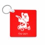מחזיק מפתחות בצורת ריבוע בעיצוב אישי עם השם שלך בעיצוב עגלת תינוק גודל המחזיק 5 × 5 ס"מ