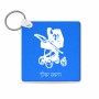 מחזיק מפתחות בצורת ריבוע בעיצוב אישי עם השם שלך בעיצוב עגלת תינוק גודל המחזיק 5 × 5 ס"מ
