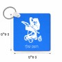 מחזיק מפתחות בצורת ריבוע בעיצוב אישי עם השם שלך בעיצוב עגלת תינוק גודל המחזיק 5 × 5 ס"מ