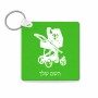 מחזיק מפתחות בצורת ריבוע בעיצוב אישי עם השם שלך בעיצוב עגלת תינוק גודל המחזיק 5 × 5 ס"מ