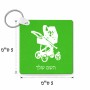 מחזיק מפתחות בצורת ריבוע בעיצוב אישי עם השם שלך בעיצוב עגלת תינוק גודל המחזיק 5 × 5 ס"מ