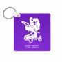 מחזיק מפתחות בצורת ריבוע בעיצוב אישי עם השם שלך בעיצוב עגלת תינוק גודל המחזיק 5 × 5 ס"מ