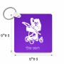 מחזיק מפתחות בצורת ריבוע בעיצוב אישי עם השם שלך בעיצוב עגלת תינוק גודל המחזיק 5 × 5 ס"מ