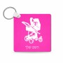 מחזיק מפתחות בצורת ריבוע בעיצוב אישי עם השם שלך בעיצוב עגלת תינוק גודל המחזיק 5 × 5 ס"מ