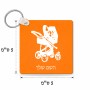 מחזיק מפתחות בצורת ריבוע בעיצוב אישי עם השם שלך בעיצוב עגלת תינוק גודל המחזיק 5 × 5 ס"מ