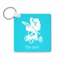 מחזיק מפתחות בצורת ריבוע בעיצוב אישי עם השם שלך בעיצוב עגלת תינוק גודל המחזיק 5 × 5 ס"מ