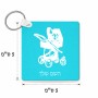 מחזיק מפתחות בצורת ריבוע בעיצוב אישי עם השם שלך בעיצוב עגלת תינוק גודל המחזיק 5 × 5 ס"מ