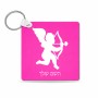 מחזיק מפתחות בצורת ריבוע בעיצוב אישי עם השם שלך בעיצוב קופידון גודל המחזיק 5 × 5 ס"מ