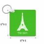 מחזיק מפתחות בצורת ריבוע בעיצוב אישי עם השם שלך בעיצוב מגדל אייפל גודל המחזיק 5 × 5 ס"מ