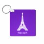 מחזיק מפתחות בצורת ריבוע בעיצוב אישי עם השם שלך בעיצוב מגדל אייפל גודל המחזיק 5 × 5 ס"מ