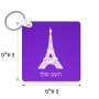 מחזיק מפתחות בצורת ריבוע בעיצוב אישי עם השם שלך בעיצוב מגדל אייפל גודל המחזיק 5 × 5 ס"מ