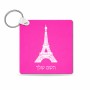 מחזיק מפתחות בצורת ריבוע בעיצוב אישי עם השם שלך בעיצוב מגדל אייפל גודל המחזיק 5 × 5 ס"מ