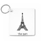 מחזיק מפתחות בצורת ריבוע בעיצוב אישי עם השם שלך בעיצוב מגדל אייפל גודל המחזיק 5 × 5 ס"מ