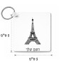 מחזיק מפתחות בצורת ריבוע בעיצוב אישי עם השם שלך בעיצוב מגדל אייפל גודל המחזיק 5 × 5 ס"מ