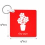 מחזיק מפתחות בצורת ריבוע בעיצוב אישי עם השם שלך בעיצוב פרח גודל המחזיק 5 × 5 ס"מ