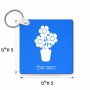 מחזיק מפתחות בצורת ריבוע בעיצוב אישי עם השם שלך בעיצוב פרח גודל המחזיק 5 × 5 ס"מ