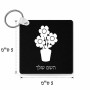 מחזיק מפתחות בצורת ריבוע בעיצוב אישי עם השם שלך בעיצוב פרח גודל המחזיק 5 × 5 ס"מ