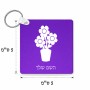 מחזיק מפתחות בצורת ריבוע בעיצוב אישי עם השם שלך בעיצוב פרח גודל המחזיק 5 × 5 ס"מ