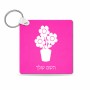 מחזיק מפתחות בצורת ריבוע בעיצוב אישי עם השם שלך בעיצוב פרח גודל המחזיק 5 × 5 ס"מ