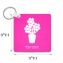 מחזיק מפתחות בצורת ריבוע בעיצוב אישי עם השם שלך בעיצוב פרח גודל המחזיק 5 × 5 ס"מ