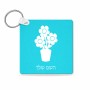 מחזיק מפתחות בצורת ריבוע בעיצוב אישי עם השם שלך בעיצוב פרח גודל המחזיק 5 × 5 ס"מ
