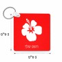 מחזיק מפתחות בצורת ריבוע בעיצוב אישי עם השם שלך בעיצוב פרח היביסקוס גודל המחזיק 5 × 5 ס"מ