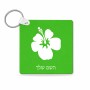 מחזיק מפתחות בצורת ריבוע בעיצוב אישי עם השם שלך בעיצוב פרח היביסקוס גודל המחזיק 5 × 5 ס"מ