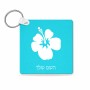 מחזיק מפתחות בצורת ריבוע בעיצוב אישי עם השם שלך בעיצוב פרח היביסקוס גודל המחזיק 5 × 5 ס"מ