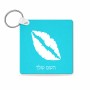 מחזיק מפתחות בצורת ריבוע בעיצוב אישי עם השם שלך בעיצוב שפתיים - נשיקה גודל המחזיק 5 × 5 ס"מ