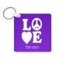 מחזיק מפתחות בצורת ריבוע בעיצוב אישי עם השם שלך בעיצוב אהבה גודל המחזיק 5 × 5 ס"מ