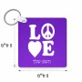 מחזיק מפתחות בצורת ריבוע בעיצוב אישי עם השם שלך בעיצוב אהבה גודל המחזיק 5 × 5 ס"מ