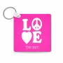 מחזיק מפתחות בצורת ריבוע בעיצוב אישי עם השם שלך בעיצוב אהבה גודל המחזיק 5 × 5 ס"מ