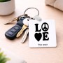 מחזיק מפתחות בצורת ריבוע בעיצוב אישי עם השם שלך בעיצוב אהבה גודל המחזיק 5 × 5 ס"מ