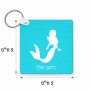 מחזיק מפתחות בצורת ריבוע בעיצוב אישי עם השם שלך בעיצוב בתולת ים - אישה גודל המחזיק 5 × 5 ס"מ