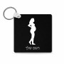 מחזיק מפתחות בצורת ריבוע בעיצוב אישי עם השם שלך בעיצוב אישה בהריון גודל המחזיק 5 × 5 ס"מ