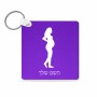 מחזיק מפתחות בצורת ריבוע בעיצוב אישי עם השם שלך בעיצוב אישה בהריון גודל המחזיק 5 × 5 ס"מ