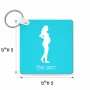 מחזיק מפתחות בצורת ריבוע בעיצוב אישי עם השם שלך בעיצוב אישה בהריון גודל המחזיק 5 × 5 ס"מ