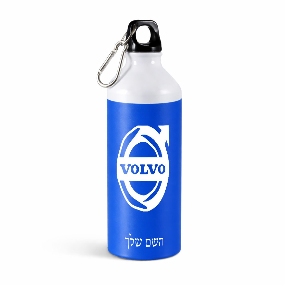 בקבוק מים ספורטיבי 500 מ"ל בעיצוב אישי עם השם שלך בעיצוב וולוו גודל 19 × 7 ס"מ